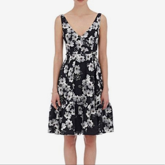 Erdem Printed Floral Jacquard Gaby Fit N Flare Dress w Pockets - Picture 1 of 15